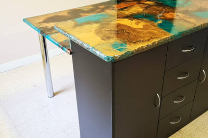 Jaded Copper Resin Countertop Kitchen Island and Breakfast Bar
